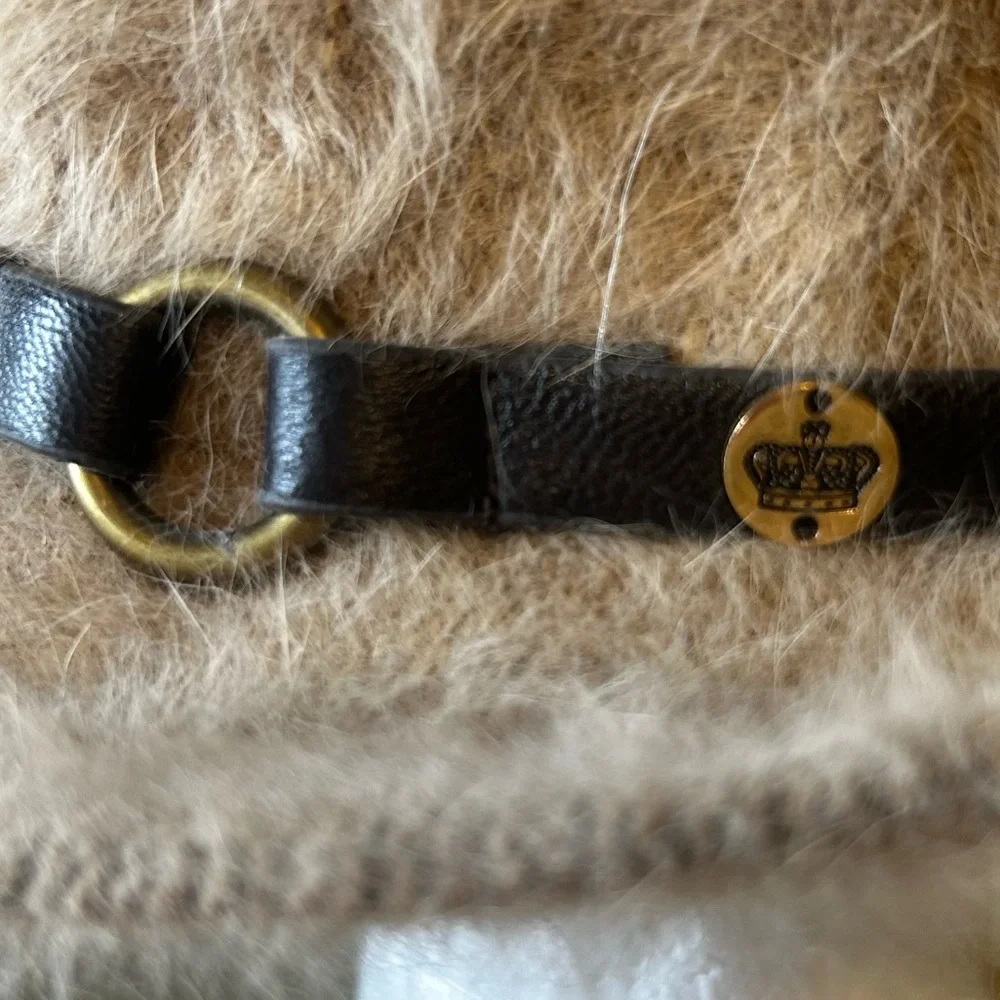 Vintage Juicy Couture Tan Rabbit Fur Mix Brown Leather Strap Fedora Hat